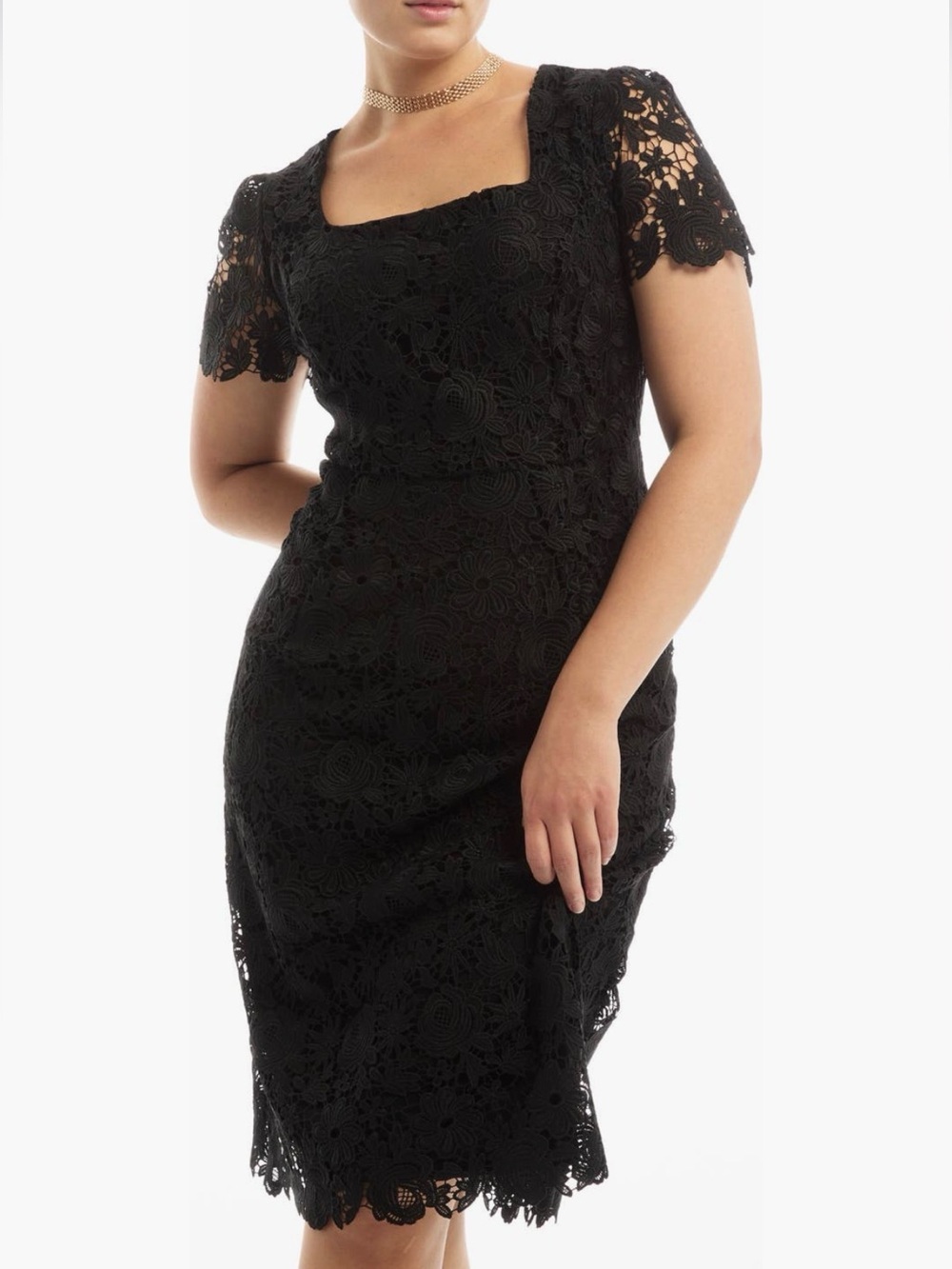 June + Vie Square-Neck Midi Dress